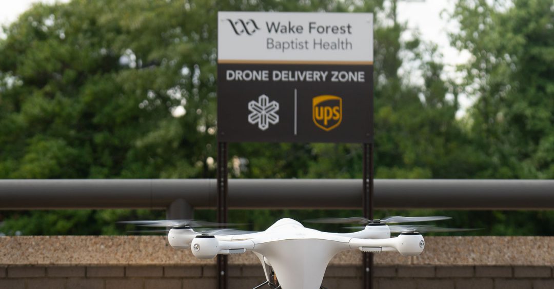 UPS delivers COVID vaccines with drones. Image: UPS