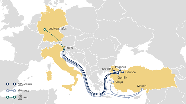 MSC launches new rail service from Trieste to Ludwigshafen. Image: MSC