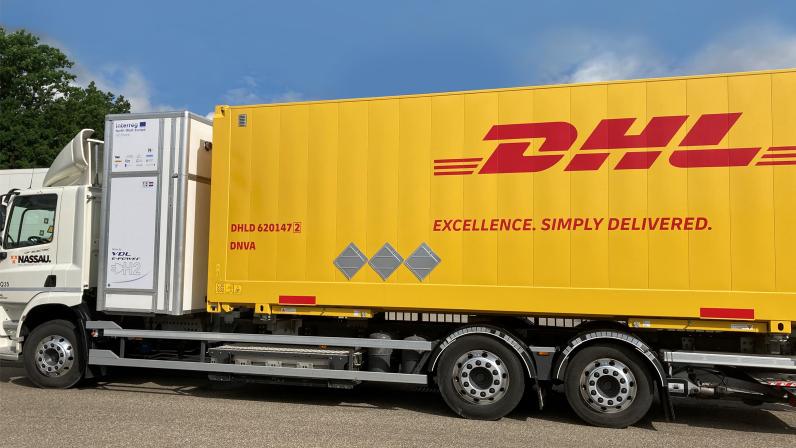 DHL Express is piloting the first hydrogen truck throughout Deutsche Post DHL Group. Image: DHL