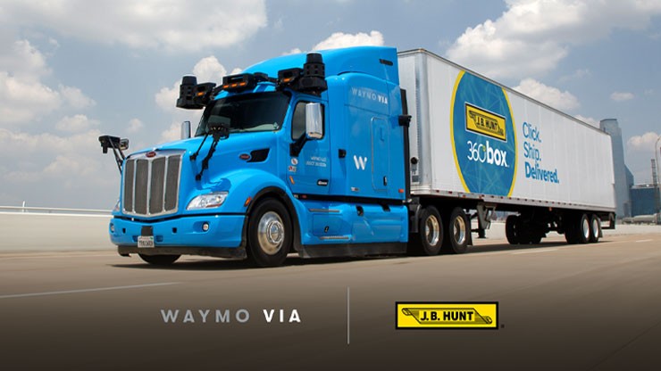 J.B. Hunt and Waymo Via announce long-term collaboration with plans to complete fully autonomous transport. Image: J B Hunt