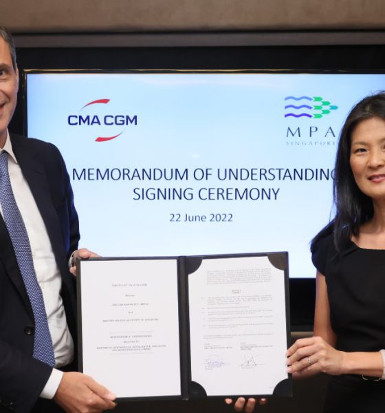 CMA CGM and Port Authority of Singapore sign MOU. Image: CMA CGM