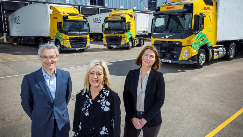DHL Supply Chain introduces bio-LNG trucks into its M&S fleet. Image: DHL